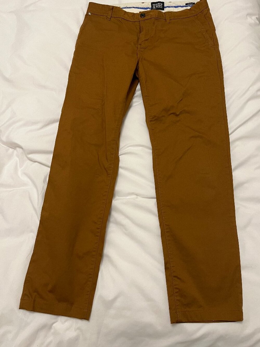 Scotch & Soda Stuart Chino Pants Men's 32x32 Rust Brown Cotton Twill
